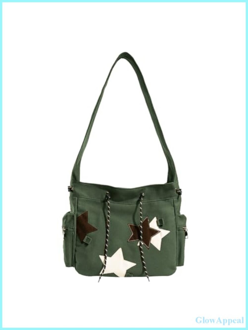Cute Canvas Messenger Bag Y2K Star Crossbody Purse Kawaii Hobo Handbag Women